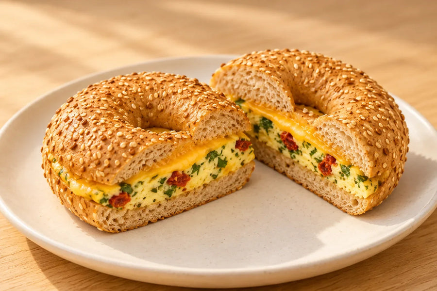 High-Protein Frittata & Smoked Cheese Breakfast Bagels