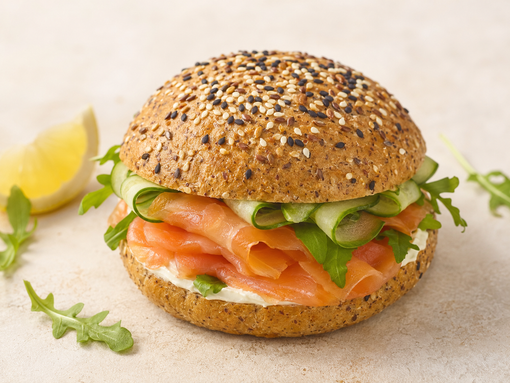 Smoked salmon and cream cheese high-protein low-carb roll