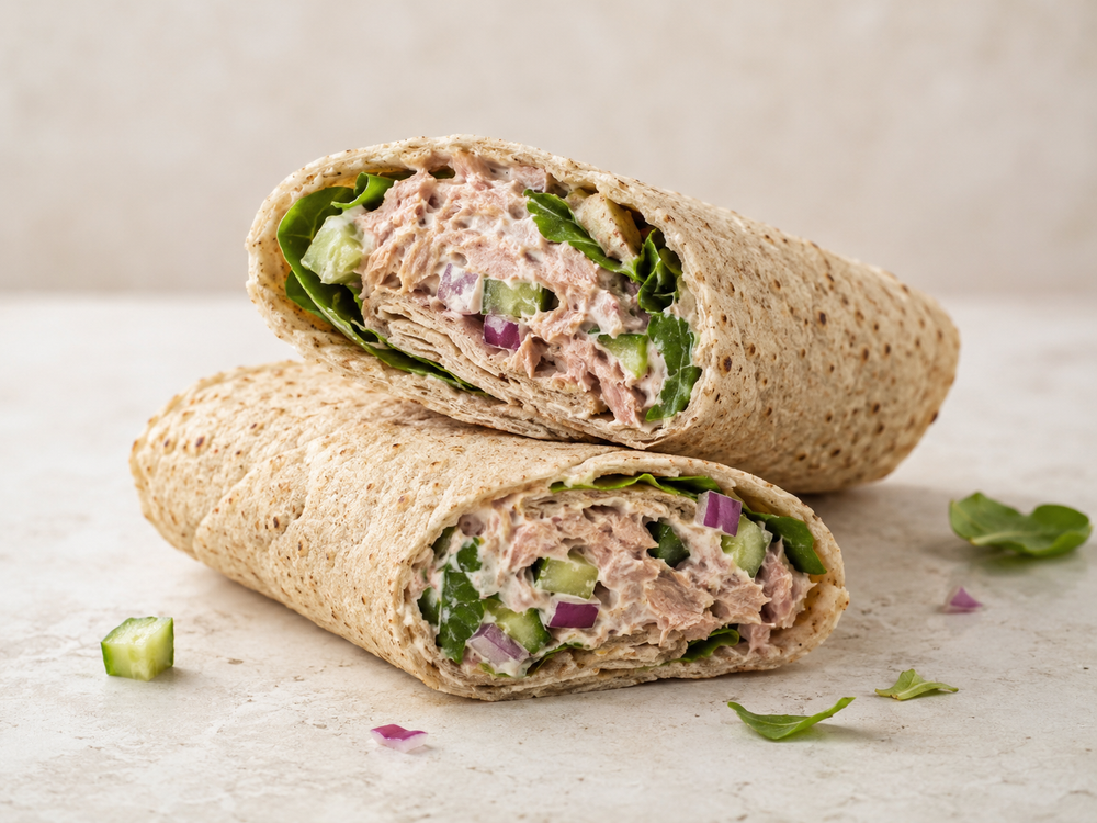 Tuna crunch high-protein low-carb wrap