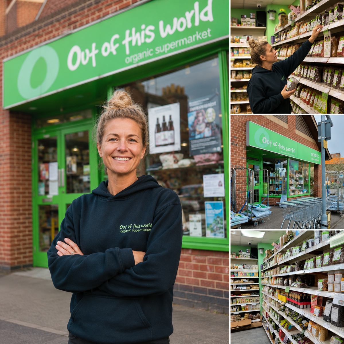 Smiling customer in a health food shop