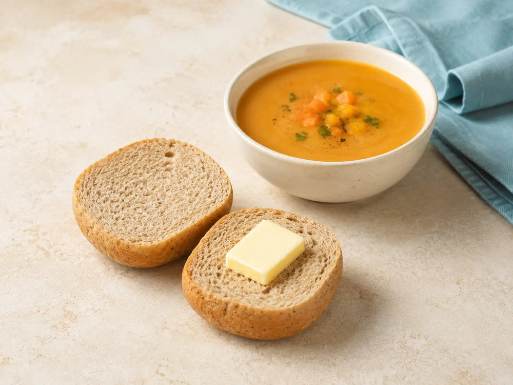 Soft SRSLY Low Carb Bread Roll with a high-protein filling
