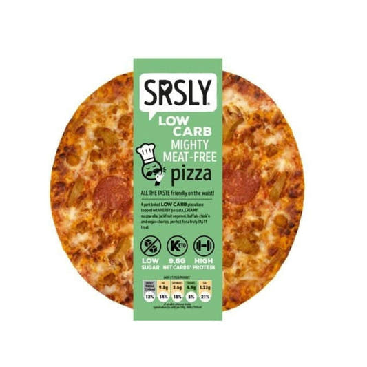 SRSLY Mighty Meat-Free vegetarian pizza pack shot