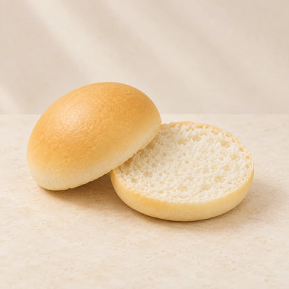 SRSLY white soft roll sliced open to show its pale crumb